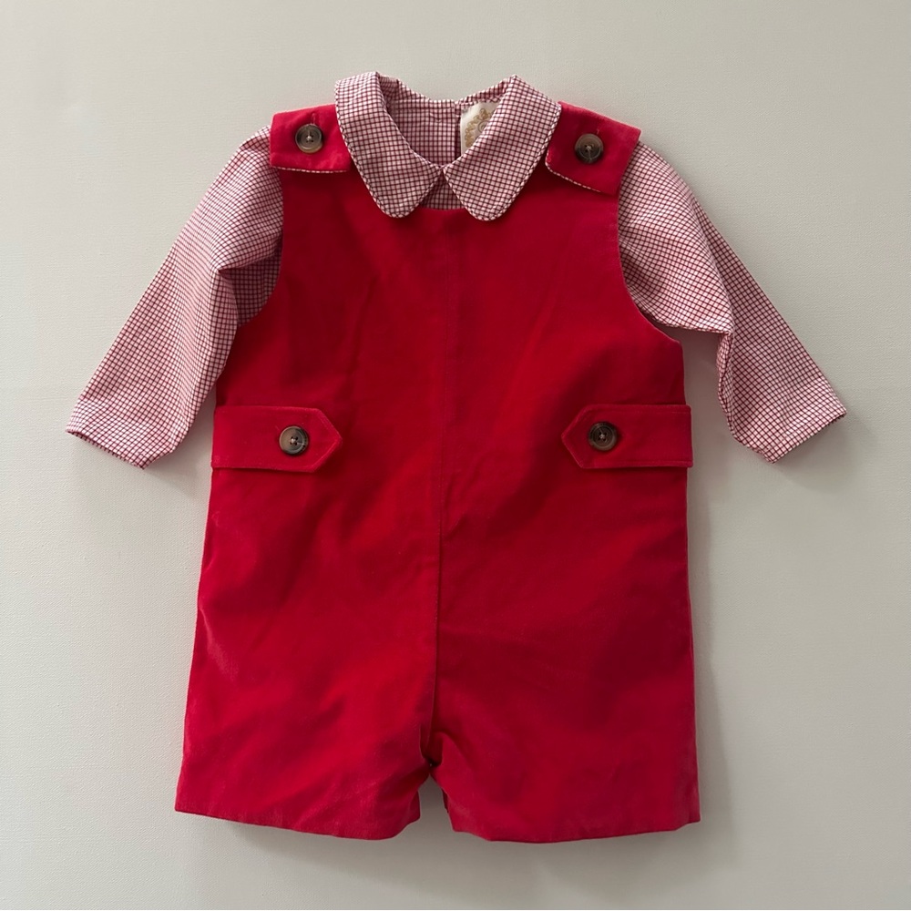 TBBC 18-24 Months Baby Boy Red Velvet Romper Set Outfit Christmas Holiday